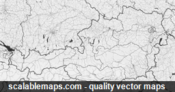 A black & white, no labels map of Austria