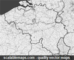 A black & white, no labels map of Belgium