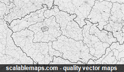 A black & white, no labels map of Czech Republic
