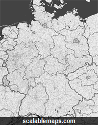 A black & white, no labels map of Germany