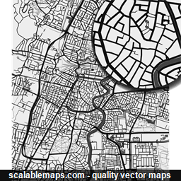A black & white, no labels high-detailed map of Haarlem