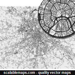 A black & white, no labels high-detailed map of Moscow metropolitan area