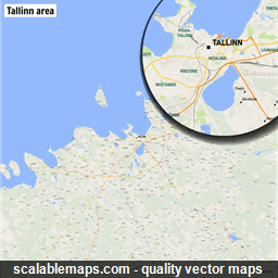 A map of the area around Tallinn with major places and roads