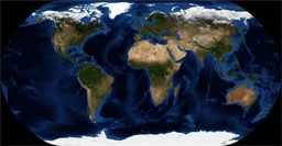 Medium-scale world map using Natural Earth projection centered on Greenwich meridian
